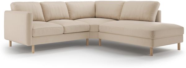 Micadoni Symmetrisches Ecksofa Eden 4-Sitzer Rechts Samt Nude