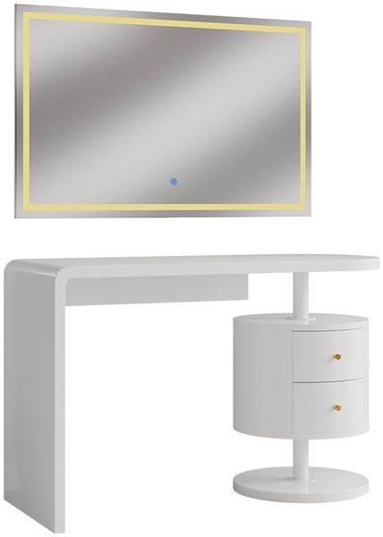 Schminktisch Lara Weiß 120 cm mit LED-Spiegel Vicco