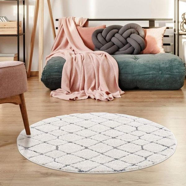 Carpet City Hochflor-Teppich Focus 4499, rund, Höhe: 20 mm, Boho-Teppich, Hochtief-Muster/ 3D-Effekt, für Wohnzimmer, Schlafzimmer