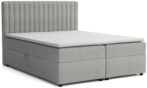 Deine Möbel 24 Boxspringbett KATI Komplettbett Polsterbett Bett Bonellfederkernmatratzen H3 (Taschenfederkernmatratzen 7 Zonen H4 optional Samt Velour, 3-St, Ehebett Matratzen H3 / H4 zur Auswahl Beige Grau Hellgrau Dunkelgrau), inkl Topper Bettkästen,...