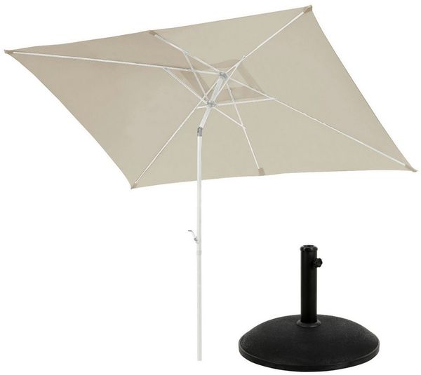 SVITA Sonnenschirm, LxB: 300x200 cm, Set mit Schirmständer, Kurbelmechanik, bis 30° neigbar, Beige
