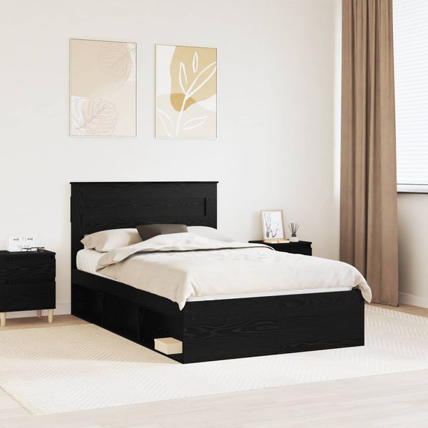 vidaXL Bettrahmen Schwarz 120 x 200 cm Massives Kiefernholz 3409784