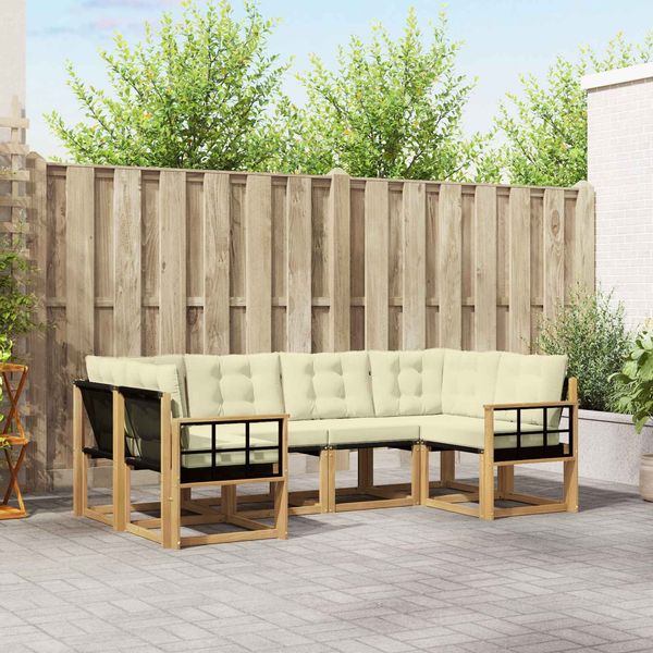 vidaXL Outdoor-Sofagarnitur mit Kissen 6 pcs Weiß und Creme 3389816