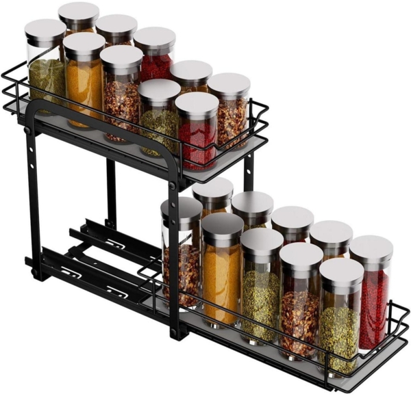Gewürzregal Ausziehbar 2 Etagen Schrank Organizer Küche höhenverstellbar