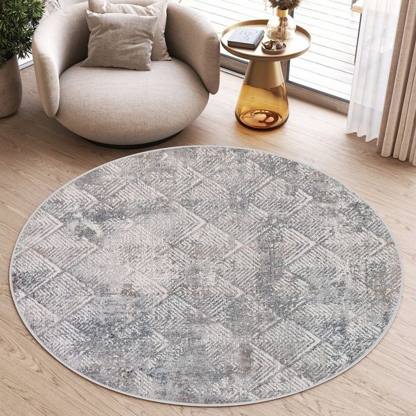 Tapiso Teppich VALLEY, rund, Höhe: 9 mm, Wohnzimmer, Schlafzimmer, Vintage