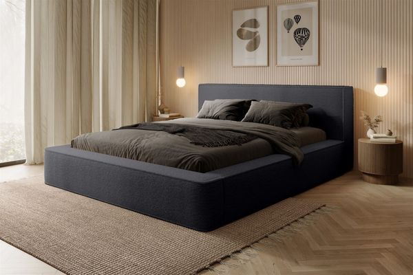 Polsterbett Doppelbett OMAHA 180x200cm Komplettset Stoff Euphoria Anthrazit