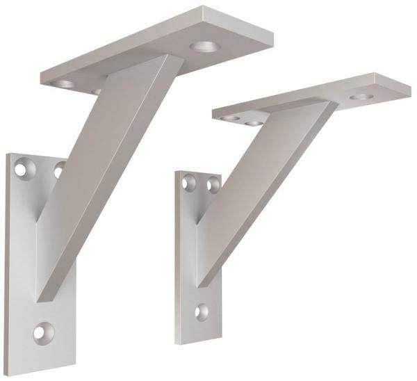sossai® Wandregalhalter 2er Set FSHR Design Regalträger in Silber, 2-tlg.