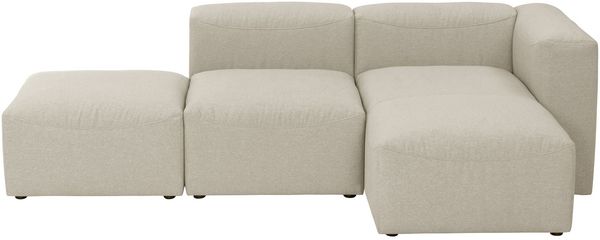 Ecksofa mit Hocker links Kattrina Flachgewebe creme