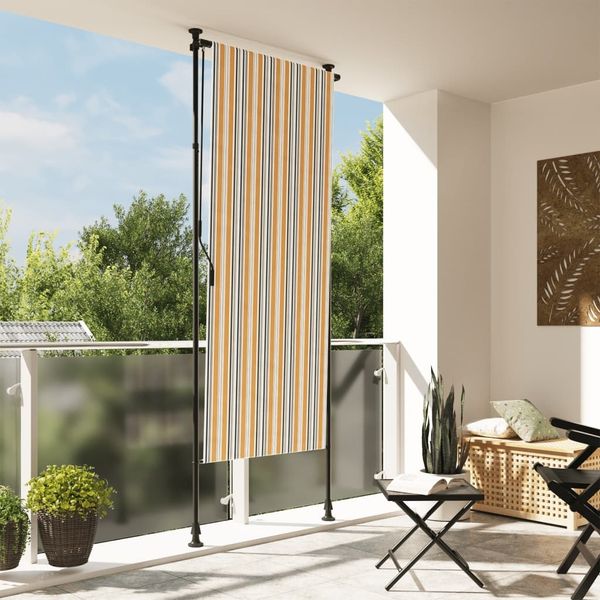 vidaXL Außenrollo Gelb und Weiß 100x270 cm Stoff und Stahl 368772