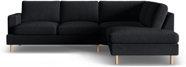 Micadoni Symmetrisches Ecksofa Aliya 4-Sitzer Rechts Samt Schwarz