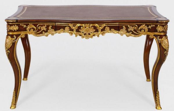 Casa Padrino Luxus Barock Schreibtisch mit Schublade Braun / Gold - Prunkvoller Bürotisch im Barockstil - Barock Büromöbel - Barockstil Büro Möbel - Luxus Möbel im Barockstil - Barock Einrichtung