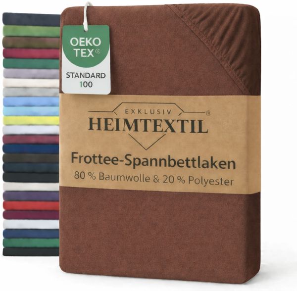 EXKLUSIV HEIMTEXTIL Frottee Spannbettlaken Premium 200 x 220 cm Schokobraun 80% Baumwolle 20% Polyester Öko - Tex Zertifiziert Bed-Sheet Bettlaken Spannbetttuch