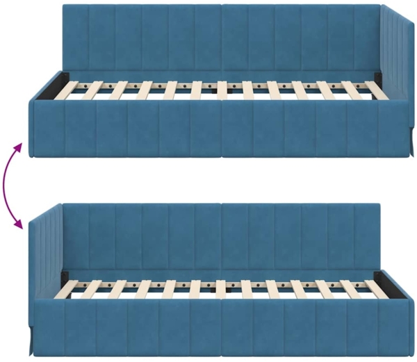 vidaXL Eckbettgestell mit Kopfteil Blau 90 cm x 200 cm Stoff 42016306 Bild 8