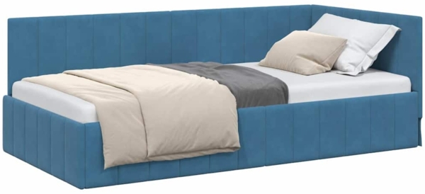 vidaXL Eckbettgestell mit Kopfteil Blau 90 cm x 200 cm Stoff 42016306 Bild 2