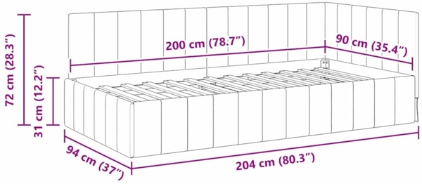 vidaXL Eckbettgestell mit Kopfteil Blau 90 cm x 200 cm Stoff 42016306 Bild 10