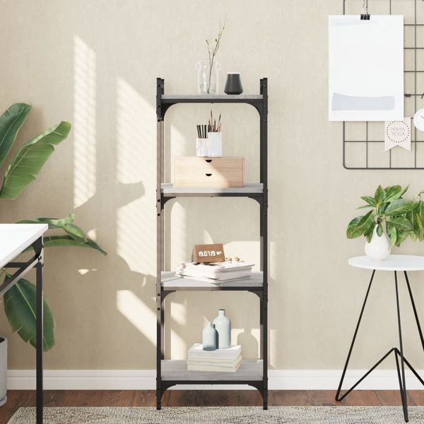 vidaXL Bücherregal 4 Böden Grau Sonoma 40x30x120 cm Holzwerkstoff 837635