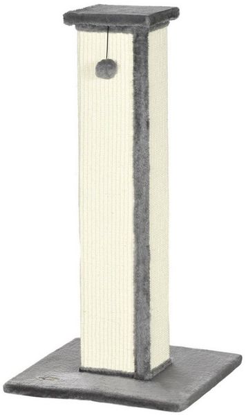 PawHut Kratzbaum Kratzstamm, 81cm Kratzsäule, Sisal-Katzenkratzbaum mit Spielball, Kratzmöbel für Katzen, Indoor, Grau, Creme