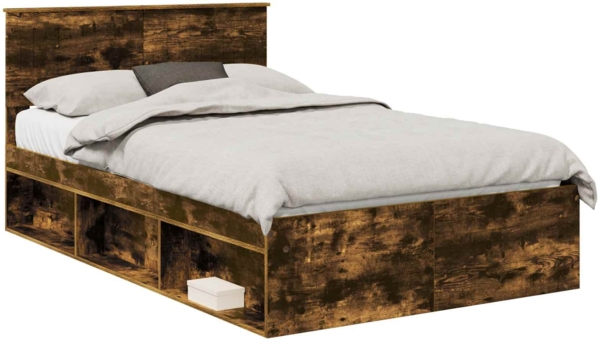 vidaXL Bettrahmen Geräucherte Eiche 120 x 200 cm Massives Kiefernholz 3410622