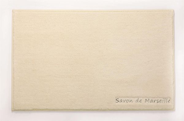 Spirella Badteppich Badematte Duschvorleger Sormiou 100% Polyester flauschig | rutschhemmend | geeignet für Fußbodenheizung | 50x80 cm | Natural Creme