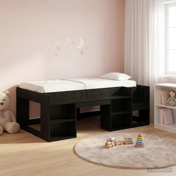 vidaXL Kinderbettgestell mit Stauraum Schwarze Eiche 80 x 200 cm 3422596
