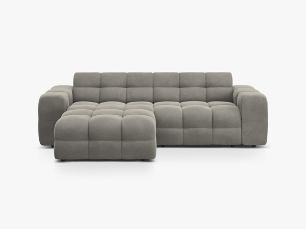 Micadoni Ecksofa Kendal 4-Sitzer Links Samt Magic Velvet Dunkelgrau