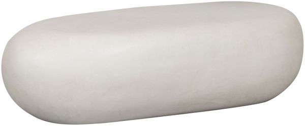 Couchtisch Pebble aus Tonfaser in Betonoptik, modern und organisch, weiß, 100x43 cm