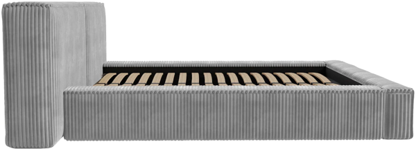Vente-unique - Bett mit Bettkasten - 140 x 190 cm - Grob gerippter Cord - Hellgrau - TIMANO von Pascal Morabito Bild 7