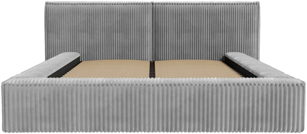 Vente-unique - Bett mit Bettkasten - 140 x 190 cm - Grob gerippter Cord - Hellgrau - TIMANO von Pascal Morabito Bild 5
