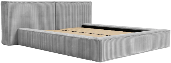 Vente-unique - Bett mit Bettkasten - 140 x 190 cm - Grob gerippter Cord - Hellgrau - TIMANO von Pascal Morabito Bild 4