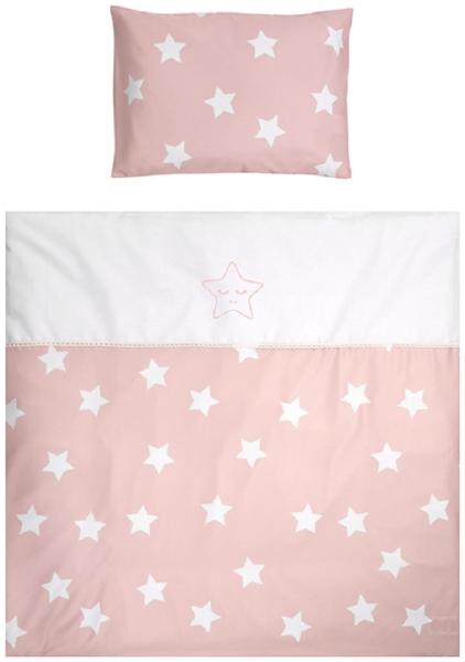 Lorelli Baby-Bettwäsche 7-teiliges Set First Dreams Decke Kissen Laken Himmel rosa Sterne