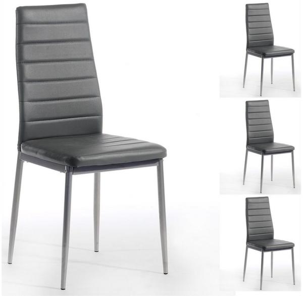 IDIMEX Polsterstuhl NATHALIE (4 St), 4er SET Esszimmerstuhl Essgruppe Küchenstuhl Essstuhl in schwarz grau
