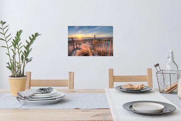 MuchoWow Wandsticker Strand - Meer - Düne - Sonnenuntergang - Landschaft (1 St), Wandaufkleber, Selbstklebend, Wohnzimmer, 20x30 cm