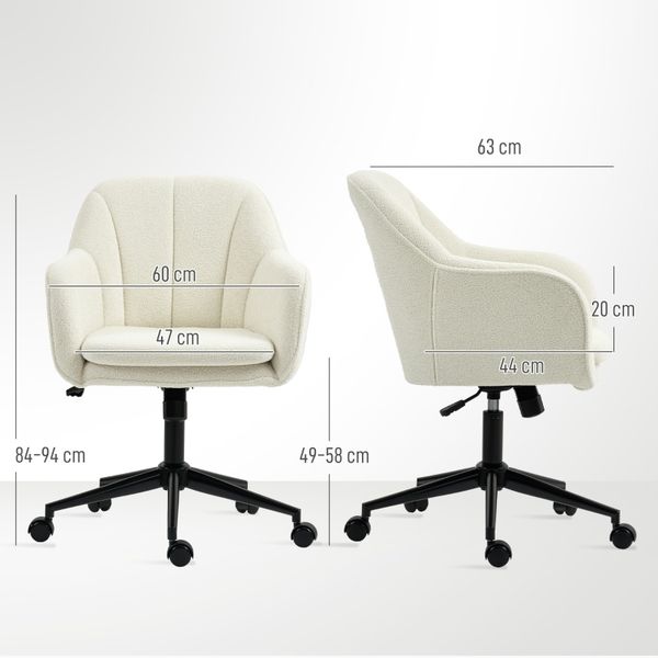 Drehstuhl 60x63x84-94 cm, beige, gepolstert, höhenverstellbar, samtoptik Bild 3