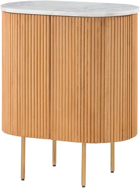Kommode Mango 65 x 38 x 76 natur lackiert / Marmor weiß BARCELONA #515