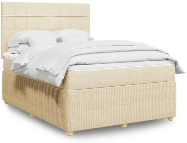 vidaXL Boxspringbett mit Matratze Creme 140x190 cm Stoff 3292056