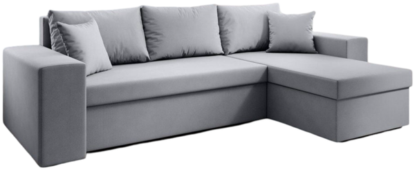 Designer Sofa Denver mit Schlaf- und Klappfunktion Stoff Grau Rechts