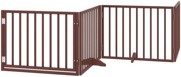 vidaXL 12-tlg. Hundetor mit Tür Faltbar Braun 960 cm Pappelholz 3155580 Bild 3