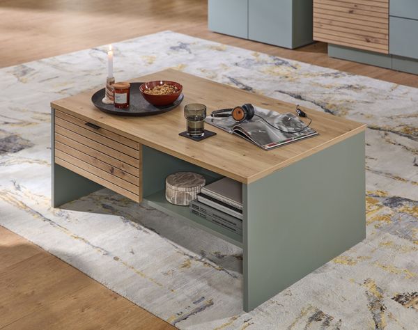 Couchtisch >Ina< in Grün, Holzwerkstoff - 110x44x65cm (BxHxT)