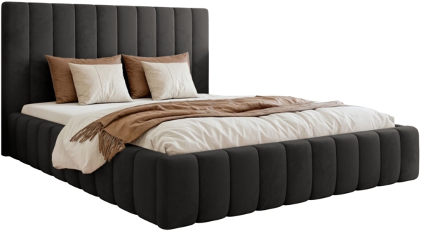 Selsey 'Fiarro' Polsterbett mit Bettkasten, Velours, dunkelgrau, 140x200 cm Bild 1