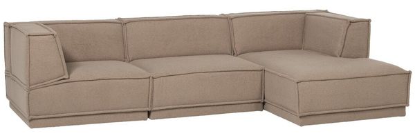 Ecksofa Chaiselongue Manu - Teddy-Stoff Taupe, Rechts