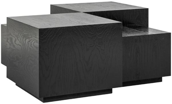 Casa Padrino Luxus Couchtisch 4er Set Schwarz 75 x 75 x H. 40 cm - Quadratischer Massivholz Wohnzimmertisch - Wohnzimmer Möbel - Luxus Möbel - Luxus Einrichtung