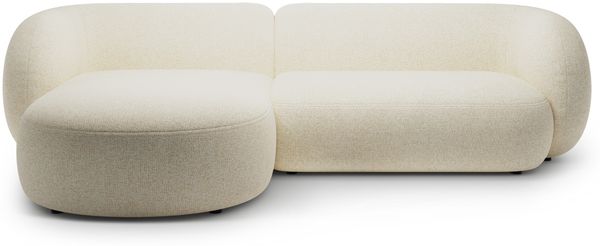 Micadoni Ecksofa Kate 3-Sitzer Links Strukturierter Stoff Hellbeige Melange