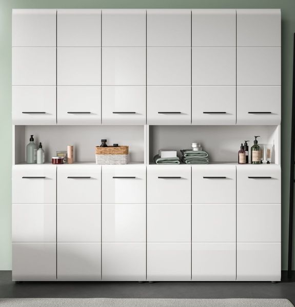 Badezimmer Hochschrank Set Cover in weiß Hochglanz 180 x 185 cm