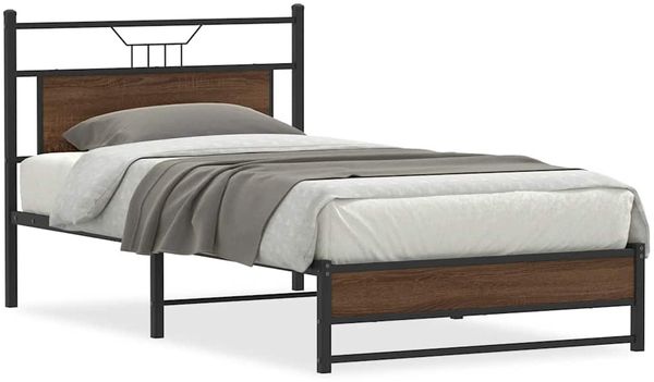 Einzelbettgestell Design für Erwachsene ohne Matratze Braun Eiche 100x190 cm Holzwerkstoff d4122e