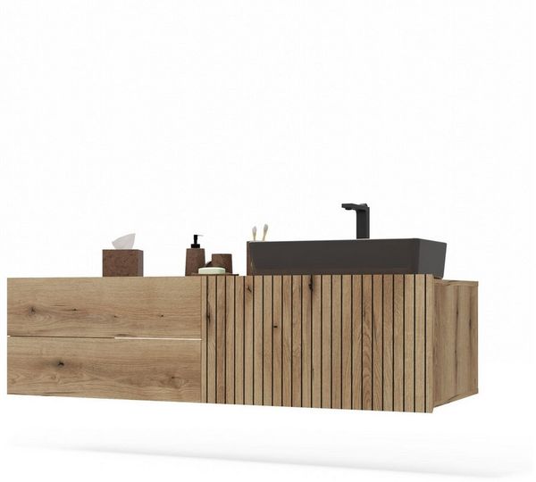 Raumhirsch Furniture Badkommode Unterschrank Badezimmerschrank Badschrank (Hängeschrank Maße 53 x 37 x 140 cm, stabil & einfach Montage)