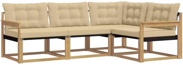 vidaXL Outdoor-Sofagarnitur mit Kissen 4 pcs Weiß und Beige 3388631 Bild 2