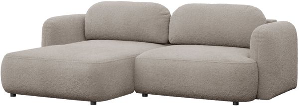 Selsey Tvoya Ecksofa mit Schlaffunktion, Ottomane links, Bouclé Beigegrau