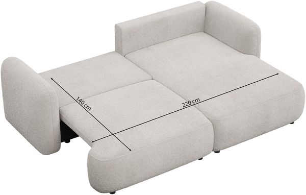 Selsey Tvoya Ecksofa mit Schlaffunktion, Ottomane links, Bouclé Beigegrau Bild 10