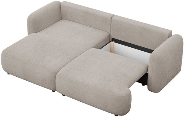 Selsey Tvoya Ecksofa mit Schlaffunktion, Ottomane links, Bouclé Beigegrau Bild 8
