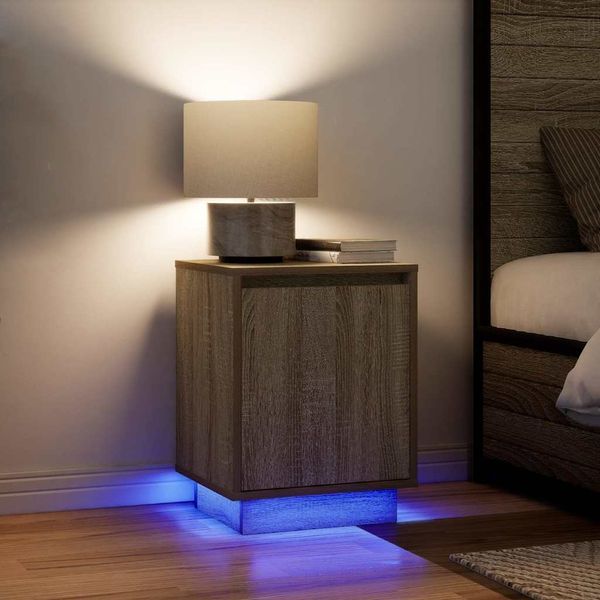 vidaXL Nachttische mit LED-Leuchten 2 Stk. Sonoma-Eiche 38x34x50 cm 861270